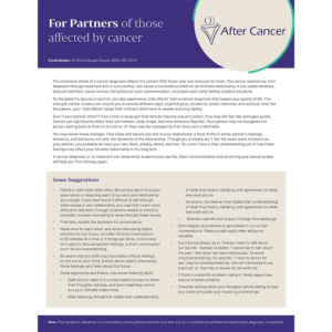 For Partners of Those Affected by Cancer
