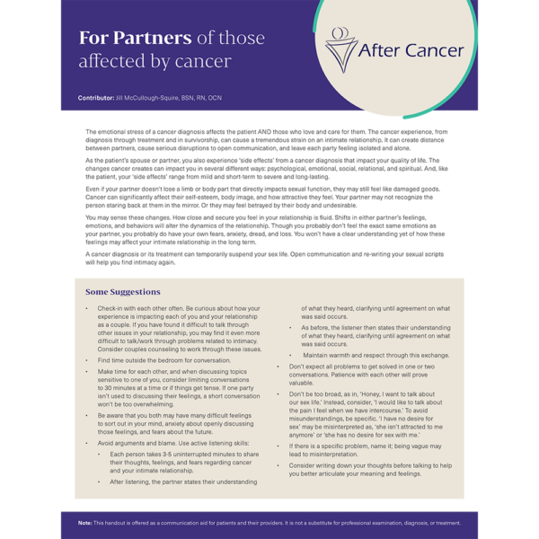 For Partners of Those Affected by Cancer