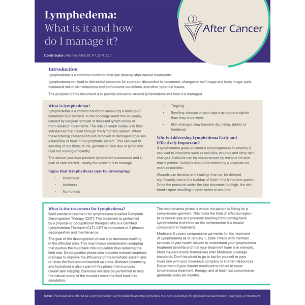 Lymphedema: What is it and how do I manage it?