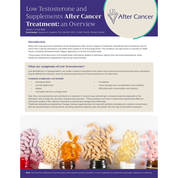 Low Testosterone and Supplements After Cancer Treatment: an Overview